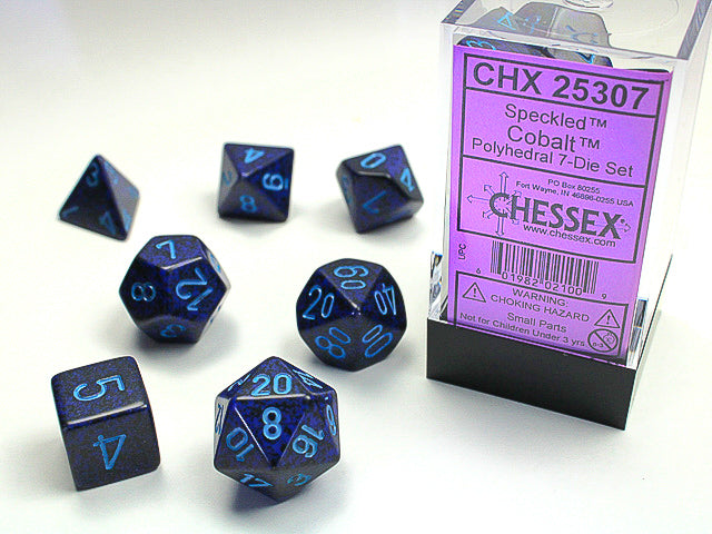 Ensemble 7 Dés Polyédriques Tachetés : Cobalt