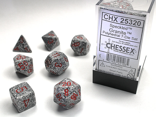 Ensemble 7 Dés Polyédriques Tachetés : Granite