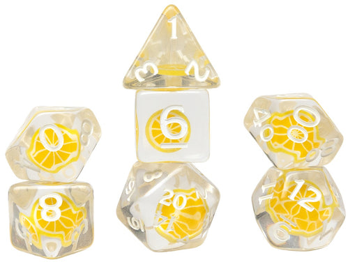 Ensemble 7 Dés Polyédriques Fruit Slice: Citron
