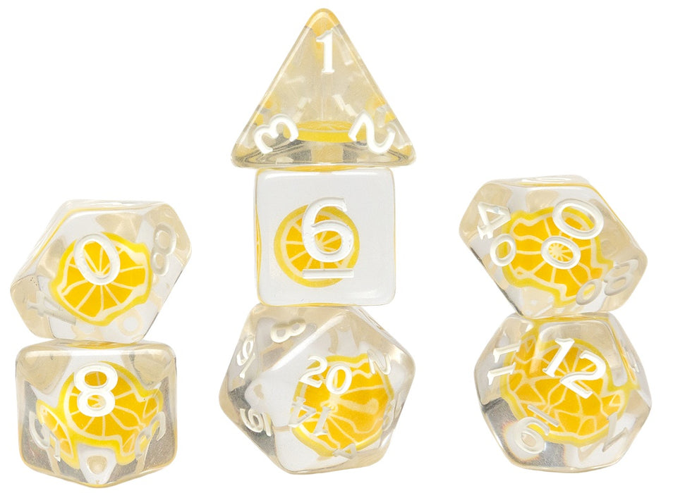 Ensemble 7 Dés Polyédriques Fruit Slice: Citron