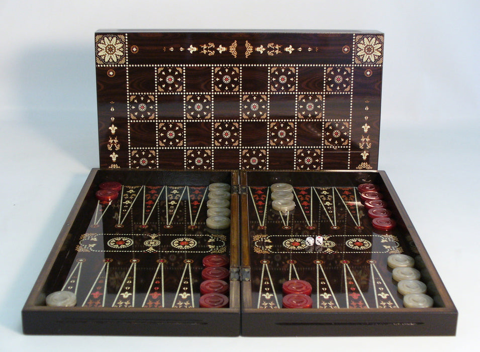Backgammon and Chess: 19" Flowered Decoupage (English)