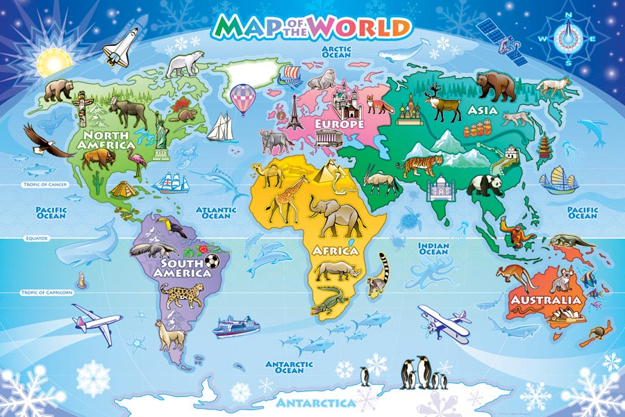 Carte du Monde: Casse-tête de Plancher (48 pièces)