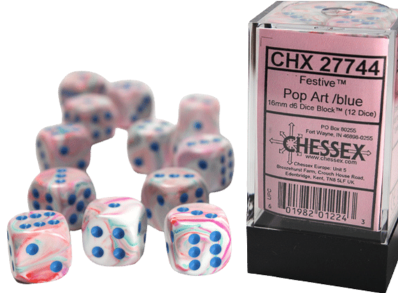 D6 Festive: Pop-Art avec chiffres bleus (Paquet 12)