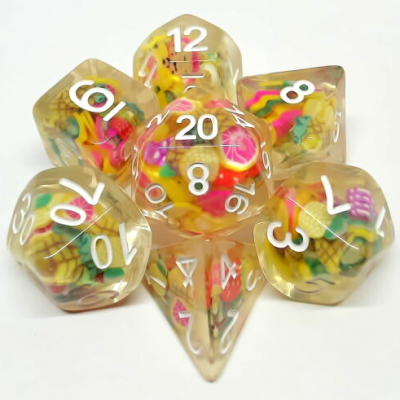 Ensemble 7 Dés Polyédriques: Fruités