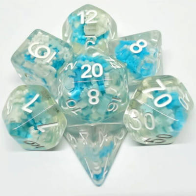Ensemble 7 Dés Polyédriques: Flocons de Neige