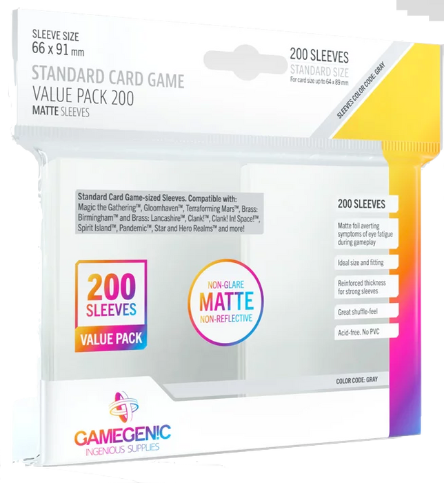 Protecteurs de cartes: Gamegenic Value Pack Matte Standard Sized (paquet 200)