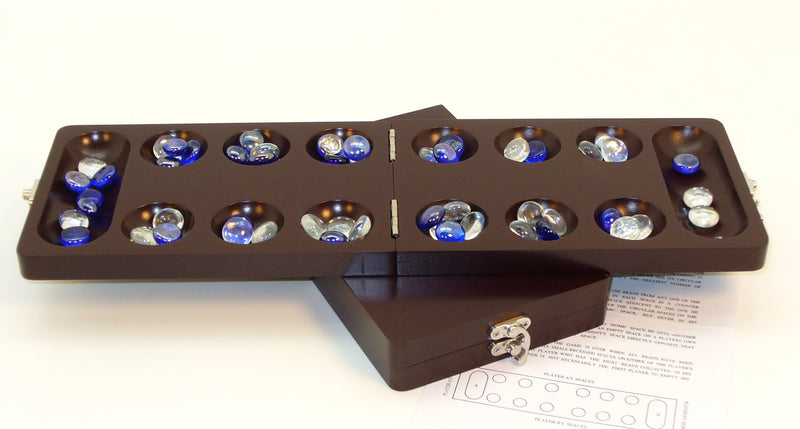 Mancala: Plateau en Noyer avec Pierre en Verre (anglais)