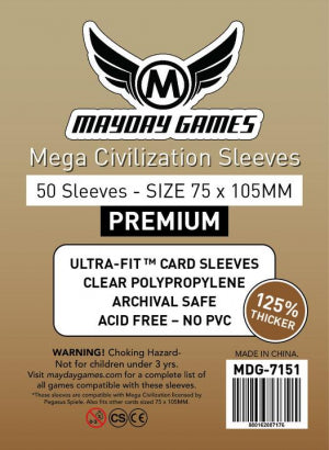 Sleeves "Mega Civilization" 75mm x 105mm Deluxe - Pack of 50