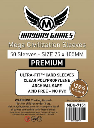 Protecteurs de cartes "Mega Civilisation" 75mm x 105mm Deluxe - Paquet de 50