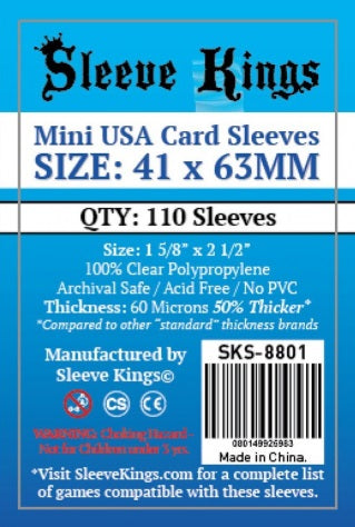 Card protectors: Sleeve Kings "Mini -USA" 41mm x 63mm - Pack of 110