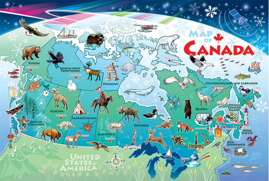 Carte du Canada: Casse-tête de Plancher (48 pièces)